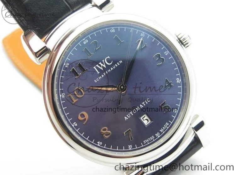 MIROTIME 0201 Da Vinci IW356601 SS TW 1:1 Best Edition Blue Dial On Black Leather Strap A Durable 7239